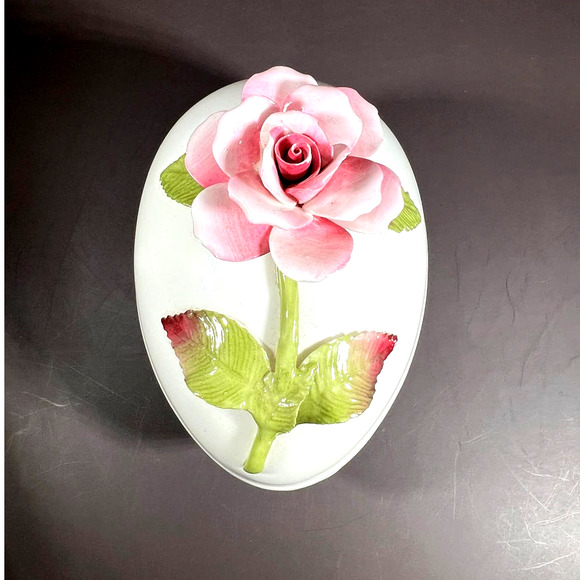 Vintage Aynsley Hand Paint Porcelain Fine China Egg Shape Trinket Box Easter - Picture 3 of 9